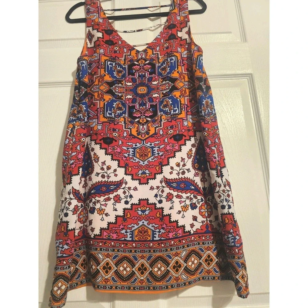 Gianni Bini Lined Mini Dress NWOT Aztec Sundress Size Small Boho Bohemian‎